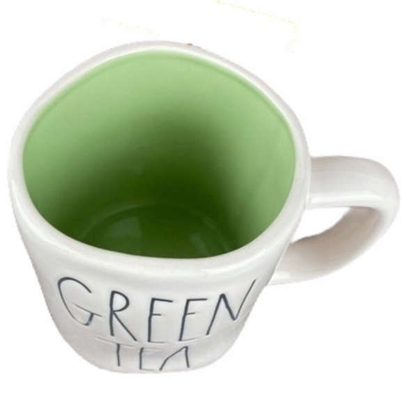 RAE DUNN Green Tea Mug White Outside Green Inside - Picture 2 of 4